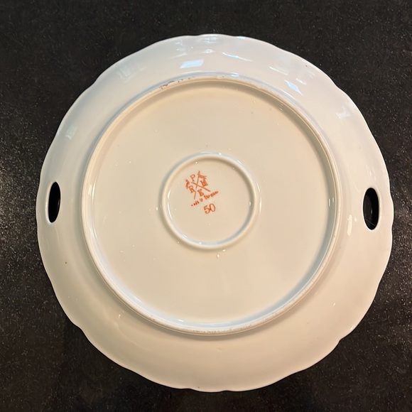 Vintage Shabby Chic Hand Painted Flowers on Handled Plate - Picture 7 of 9